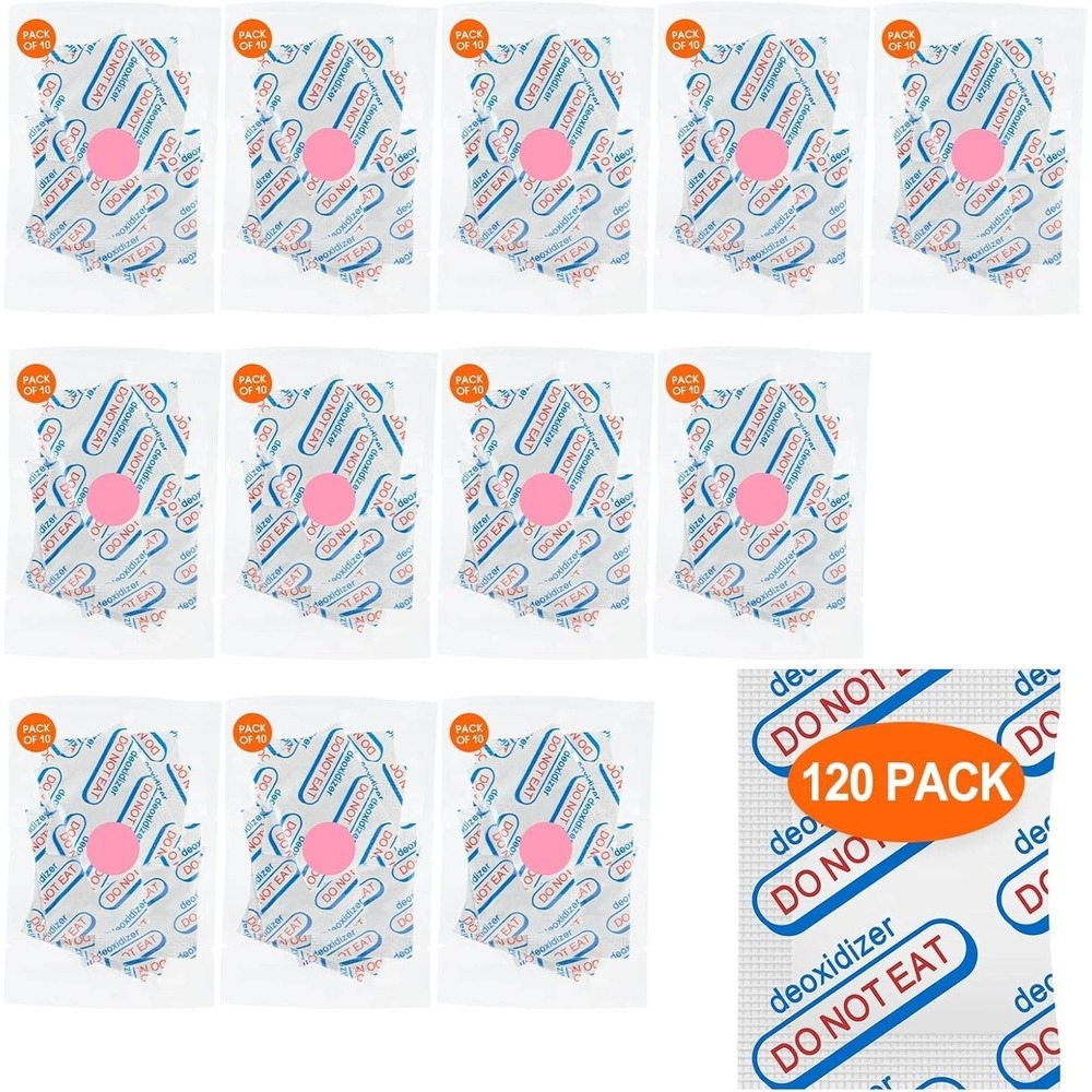 120 Pack 500cc Oxygen Absorbers for Food Storage with Indicator Pink to Blue
